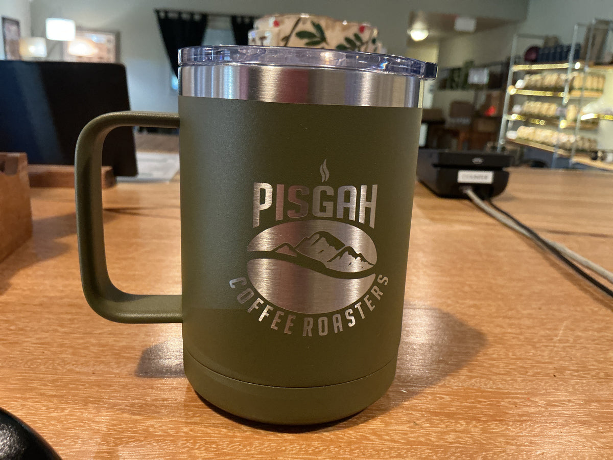 Green metal mug with handle 15 oz